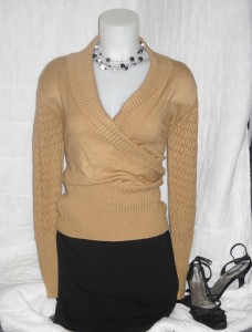 brown sweater and skirt